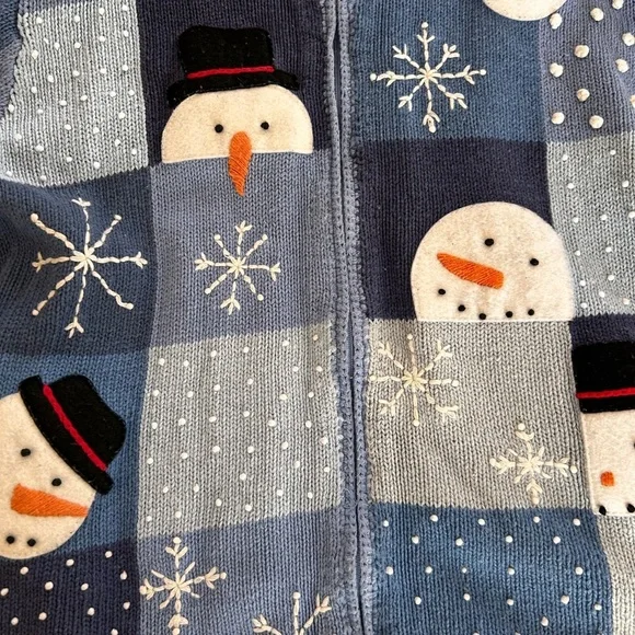 Vintage Talbots Festive Snowman Sweater size medium - Picture 4 of 8